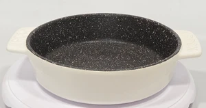 Starfrit The Rock rundes Ofengeschirr Keramik weiß antihaftbeschichtet mit Griffen Bäcker 9" EUC - Bild 1 von 7