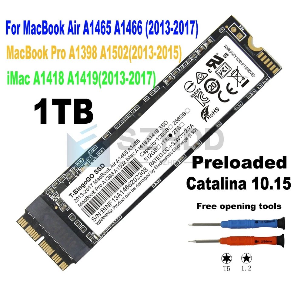 NEW 1TB SSD For 2013 - 2017 MacBook Air A1465 A1466 MacBook Pro A1502 A1398 IMAC - Image 1 of 4