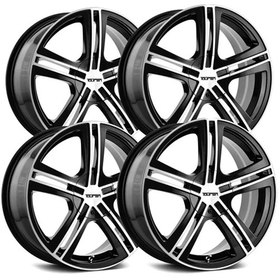 (Set-4) Touren TR62 17x7 5x100/5x4.5" +40mm Black/Machined Wheels Rims 17" Inch Foto 1 de 4