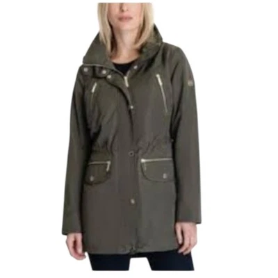 Chaqueta para mujer Michael Kors con capucha anorak, verde resistente al agua talla M Foto 1 de 4