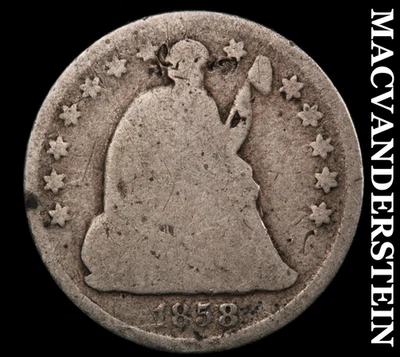 1858 Seated Liberty Half Dime - Scarce  Better Date  No Reserve  #G1601 - Image 1 of 2