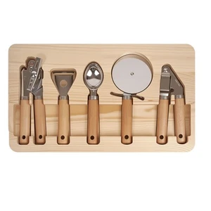 Cathyeen Stainless Steel Kitchen Gadget with Wood Organizer - Can Opener, Veg... - Picture 1 of 7
