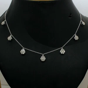 2Ct Round Cut Simulated Diamond Women's Flower Necklace 14K White Gold Plated - Picture 1 of 4