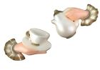 Vintage 2 Pc Chalkware Wall Art Hands Pouring Coffee Holding Cup