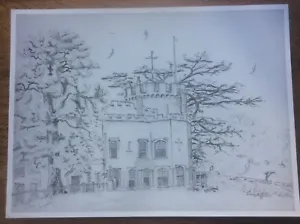 Signed C Wagstaff Countryside Drawing Dated 1989 Ltd Ed Castle Country House - Picture 1 of 8