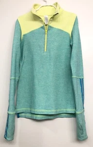 Girls Ivivva Lululemon 1/4 Zip Pullover - Reflective - Green & Yellow - Size 10 - Picture 1 of 9