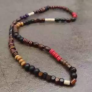 Holz Perlen Halskette Herren Damen Tribal Surfer Gebet Boho Yoga Meditation Buddhist - Bild 1 von 2