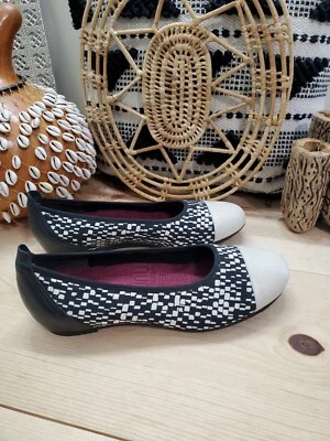 Munro Para Mujer 10 AMPLIOS Henlee Ballet Zapatos Sin Cordones Niños Gorra Puntera A Cuadros Usados en Excelente Condición Foto 1 de 4