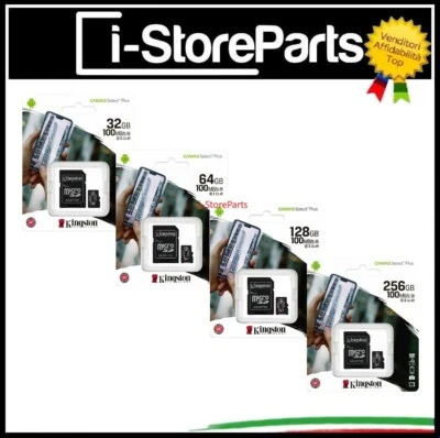 MICRO SD SDCS/2 32 64 128 256 GB 100MB/S KINGSTON SCHEDA MEMORIA CARD CLASSE 10 - Immagine 1 di 4