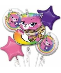 Rainbow Butterfly Unicorn Kitty Balloon Bouquet 5 Foil Nickelodeon Kids