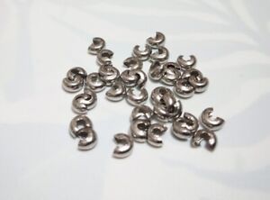 20pz copri schiaccini in acciaio inox colore argento scuro 4mm lead,nickel free