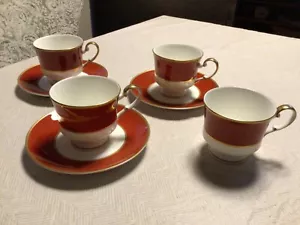 Mikasa A6850 EGYPTIAN TERRACOTTA Bone China 4 Tassen & 3 Untertassen NEU! #BxFF-3 - Bild 1 von 20