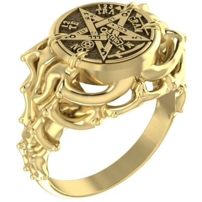 Anillo estrella pentagrama tetragrámaton para mujer Salomón joyería de latón Foto 1 de 4