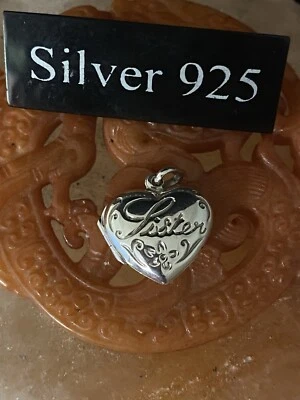 Medallón corazón de plata (hermana) con collar de plata fina Foto 1 de 4