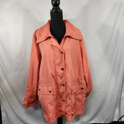 Chaqueta cortavientos resistente al agua JM Collection para mujer 1X coral/melocotón Foto 1 de 4