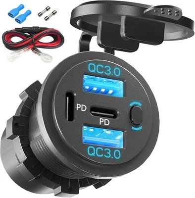 Dual PD USB C Car Charger Socket Waterproof Foto 1 de 3