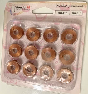 DecoBob Prewound Bobbins Size L 12ct DB416 Dark Copper WonderFil - Picture 1 of 3