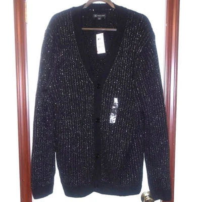 INC International Concepts Cárdigan Negro Brillante Suéter Ropa de Fiesta Grande Foto 1 de 3