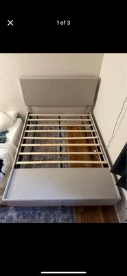 Cabecero y marco de almacenamiento de néctar, tela beige - buen estado Foto 1 de 3