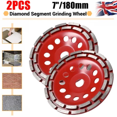 2x 7" Diamond Segment Grinding Wheel Cup Disc Grinder Concrete Granite Stone Cut - Image 1 of 4
