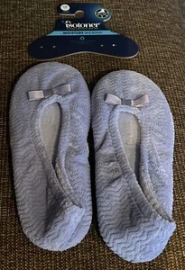 NEW NWT ISOTONER Periwinkle Blue BALLERINA SLIPPERS WOMEN'S LARGE 8-9 Bride - Picture 1 of 12