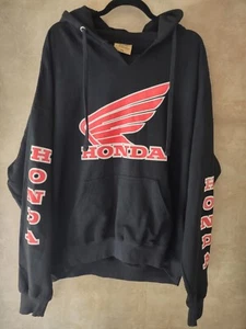2XL Honda Hoodie Men's Black/Red Wing Logo V- Neck Hooded Sweatshirt **See - Picture 1 of 22