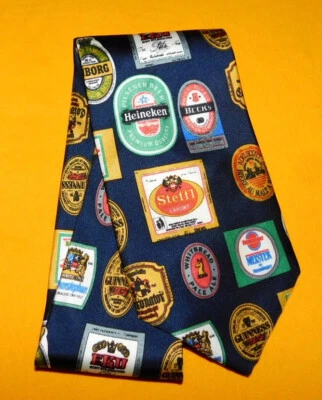 RENATO BALESTRA NEGRO/AMARILLO/VERDE ETIQUETAS MARCA CERVEZA MOTIVO CORBATA - CORBATAS DE DISEÑADOR. Foto 1 de 3