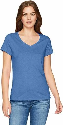 Hanes Women's X-Temp Short Sleeve V-Neck Tee with FreshIQ, Royal Heather Blue, S - Image 1 of 2