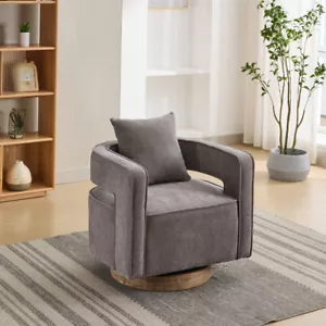 Swivel Accent Open Back Chair Sofa Chair ArmChair with Weathered Base for Lounge - Picture 1 of 28