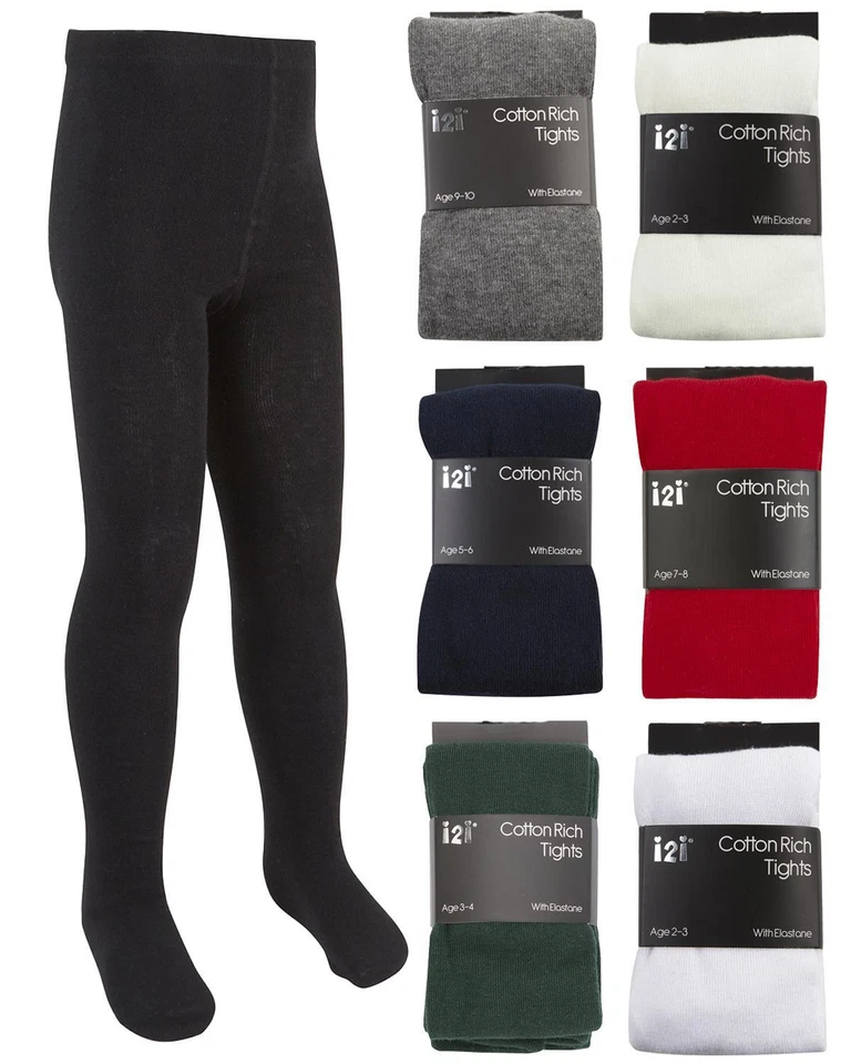 i2i Baumwolle Schulstrumpfhose Mädchen Kinder weich dehnbar Strick Uniform eng (3er Pack)