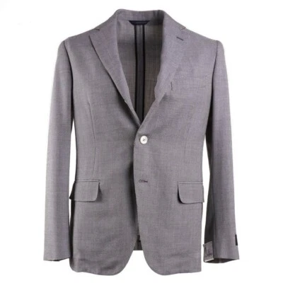 全新带标签 $2195 BELVEST 柔软结构图案羊毛棉运动外套修身 46 R — 第 1/4 张图片