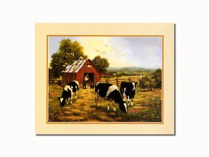 Bauern Landscheune mit Holstein Kühen Wandbild 8x10 Kunstdruck - Bild 1 von 1