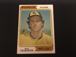 Autographed 1974   Topps Rich Troedson “ Nationals”