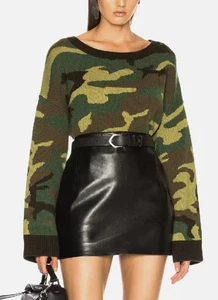 Nili Lotan Moselle Wool and Cashmere Oversized Sweater Camouflage Green Size S - Picture 1 of 9