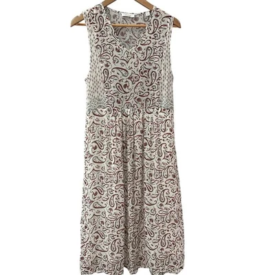 Sita Murt Sleeveless V-Neck White Paisley Midi Dress Size Small - Image 1 of 4