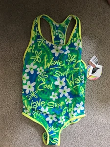 New with tags Girls sz 14 Speedo Racerback swimsuit Greens - Picture 1 of 2
