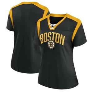 Autentica maglia moda NHL Apparel Boston Bruins donna oro glitter taglia XL - Foto 1 di 10