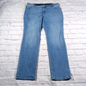 Lee Regular Fit Straight Leg Mid rise Medium wash Womens Blue Jeans Sz 20W Long - Picture 1 of 11