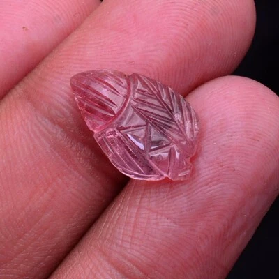 Hoja tallada de turmalina rosa natural de 5,30 quilates 17 mm x 10 mm piedra preciosa suelta sin tratar Foto 1 de 4