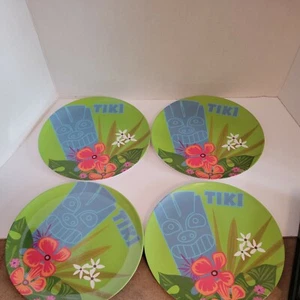 Tiki Plates Set Of  4 Jo-Ann Summer Inspiration Plastic Plates Party Or Daily  - Picture 1 of 4