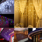 LED Window Curtain Icicle String Fairy Lights Wedding Party Christmas Decor 