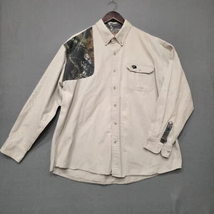 Mossy Oak Mens Beige Long Sleeve Button Up Shooting Shirt Size 2X - Picture 1 of 8