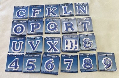 LOT OF 65 ~ BLUE 1.5” Joy Letter Shop IRON STICK ON EMBROIDERED LETTERS - Image 1 of 3