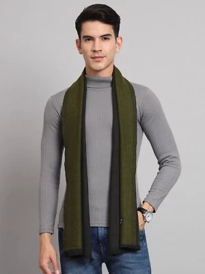 Para hombres 100% Cachemira Bufandas Lana India Chal Envoltura Verde Rayas Bufanda Silenciadores Foto 1 de 4