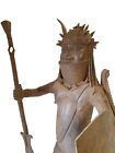 Superb Benin Bronze Warrior figure. Fine, Large example. 107cm. 30kg. Nigeria 