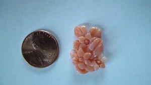 Andy's Gem Garage Sale - Carved Coral Gem - 3 flowers w/leaves vintage Natural  - Picture 1 of 5