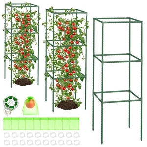 Square Tomato Cages for Garden 3 Pack Heavy Duty Tomatoes Trellis - 48.5in Ad... - Picture 1 of 9