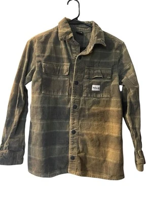 Hurley Boys Corduroy Shacket Button Down Shirt Green Plaid Size: Large - Image 1 of 4