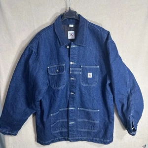 Feuerwehrmann 2X Flanell Decke gefüttert Hausarbeit Mantel Herren blau Jeansjacke Made in USA - Bild 1 von 14