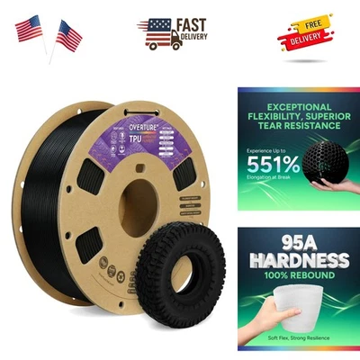 Filamento TPU 1,75mm rolo flexível, filamento de impressora 3D macio 95A, carretel de 1kg 2... - Imagem 1 de 4